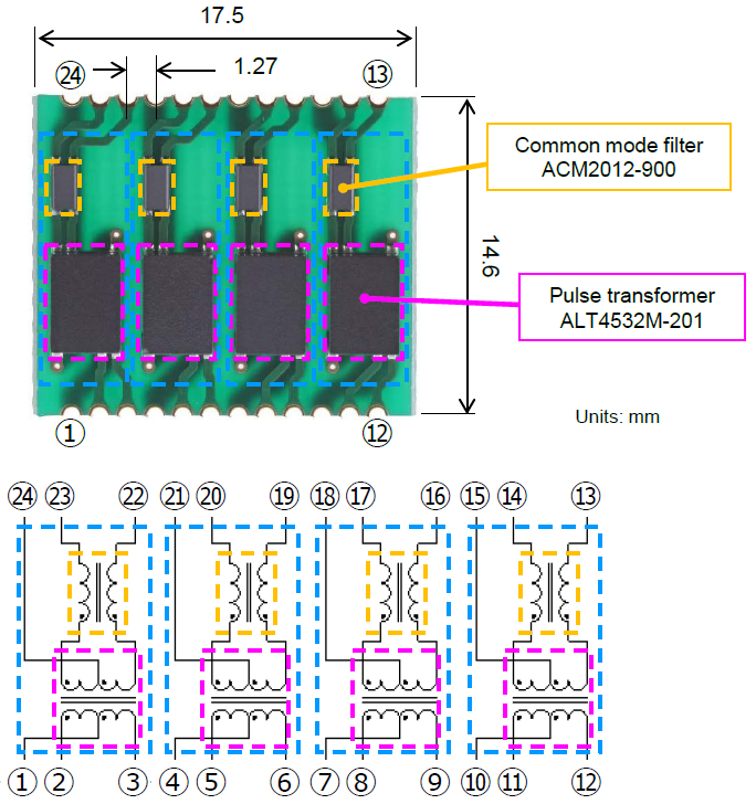 LAN Magnetics 1000BASE T Evaluation Board TDK Mouser